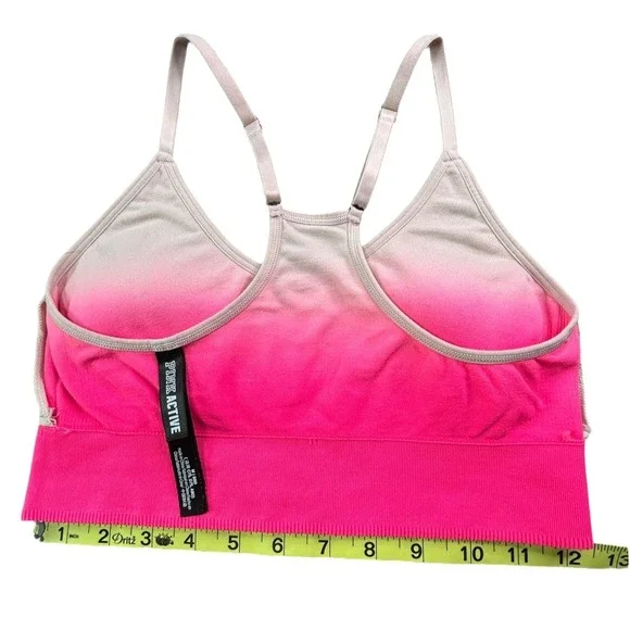 Pink Active Seamless Lightly Padded Lined Bralette Womens Size M Pink Gradient - Picture 11 of 11